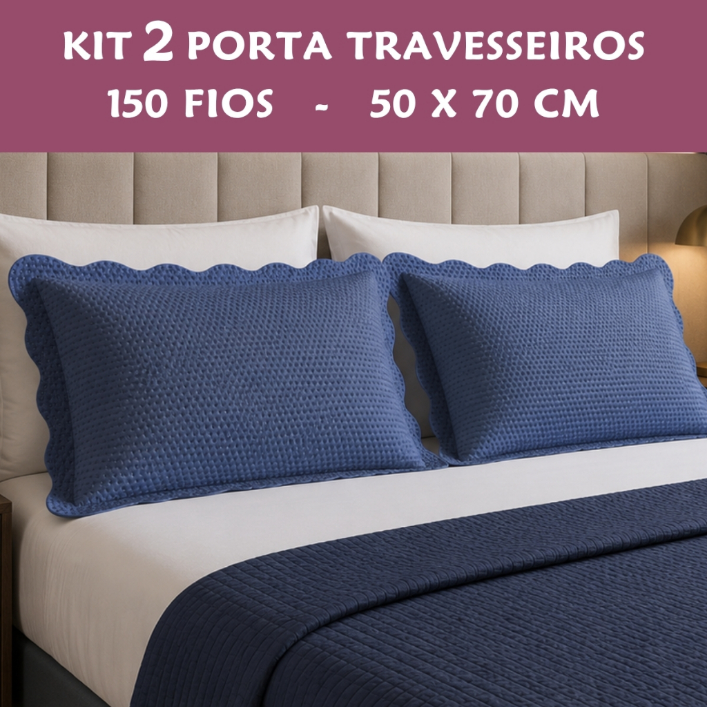 Kit 2 Capas Porta Travesseiro Ultrassônico 150 Fios 50x70 Alta Qualidade | Corttex