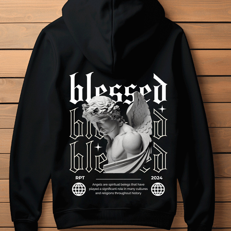 Blusa de Frio Moletom Masculino Respect Blessed Angel Canguru Streetwear Unissex Envio Imediato