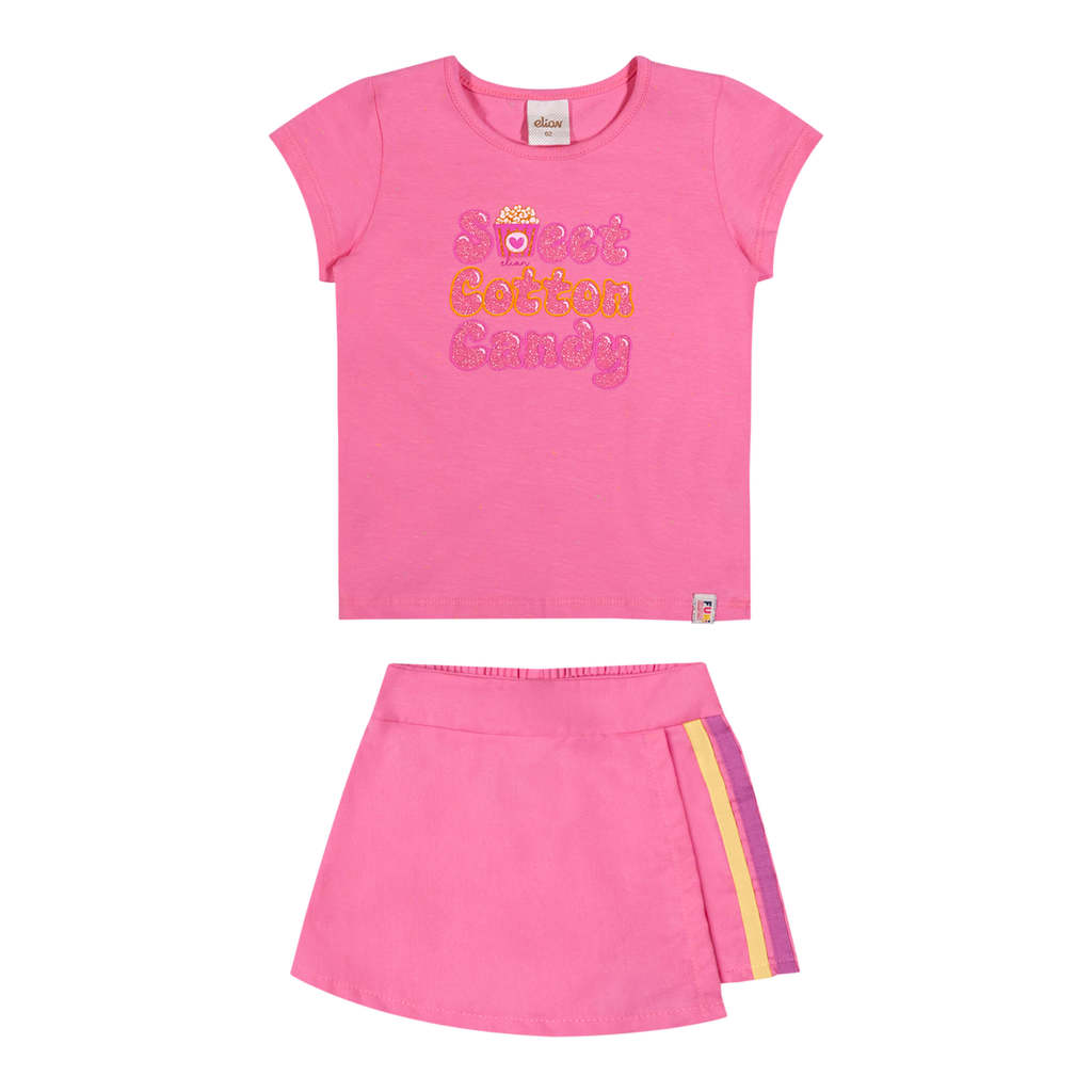 Conjunto Infantil Menina Com Presilha Elian Rosa