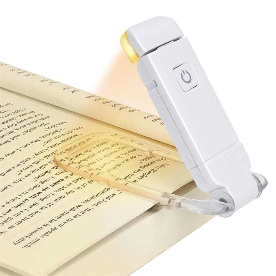 Luminária de Leitura para Livros Clip Ajustável Luz Suave e Bateria Recarregável
