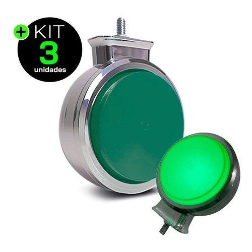 Kit 3 Lanterna Bojuda Foguinho LED VerCromada 12V 24V