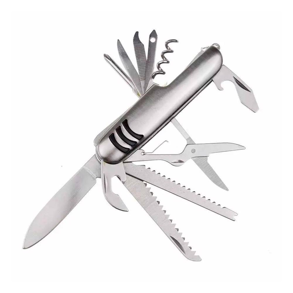 Canivete Multifunções Inox 11 Funções Multifuncional Camping Pesca Suíço Chaveiro Sobrevivência