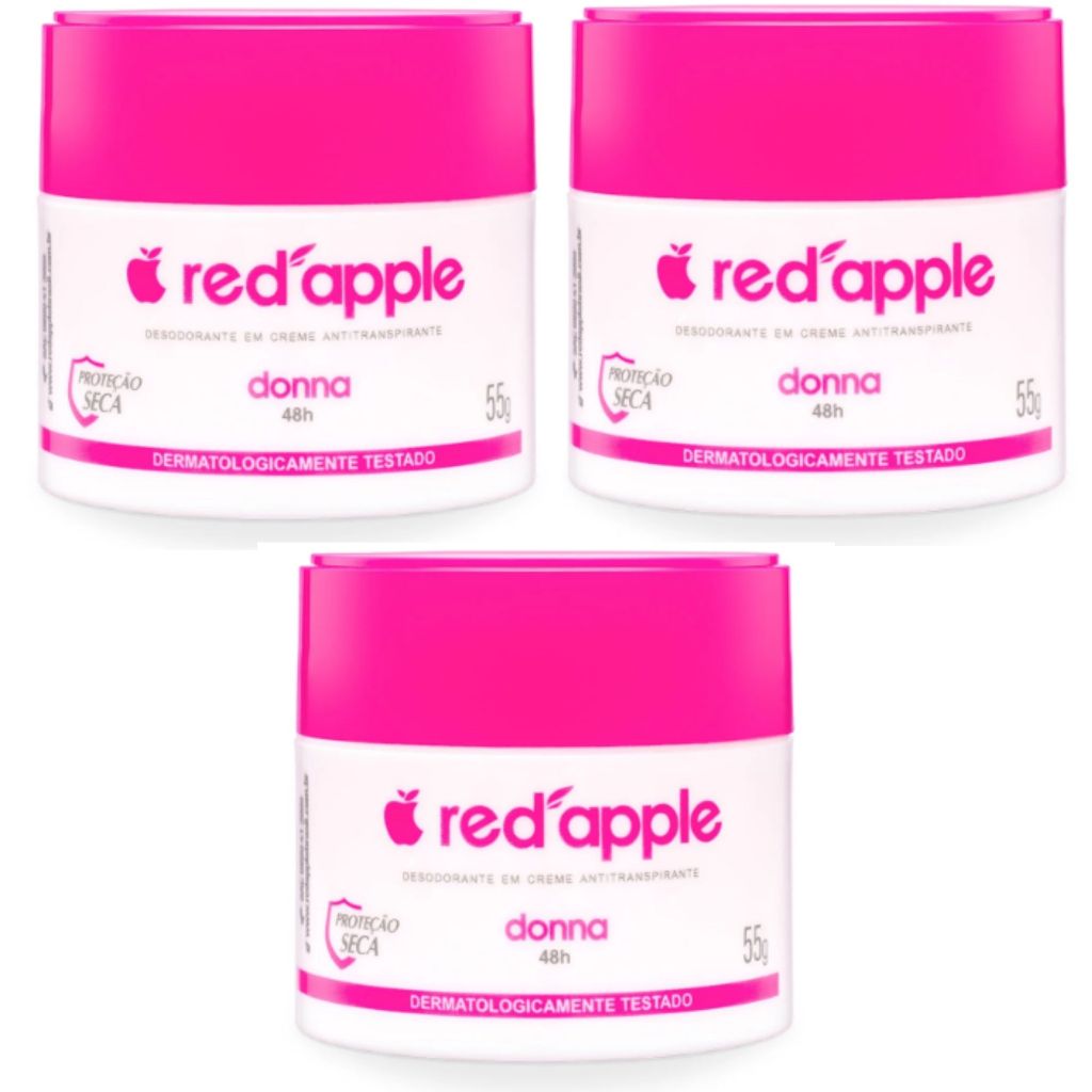 Kit 3 Desodorante Antitranspirante em Creme Donna 55g - Red Apple
