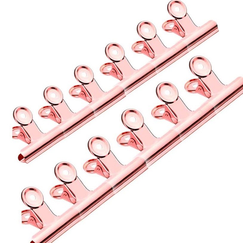 Kit 12 Presilhas Curvatura C Grampo Unhas Rosé