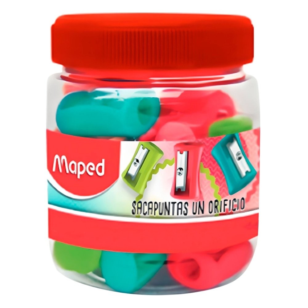 Apontador Maped 1 Furo Cores Vivas Pote - Embalagem com 25 Unidades