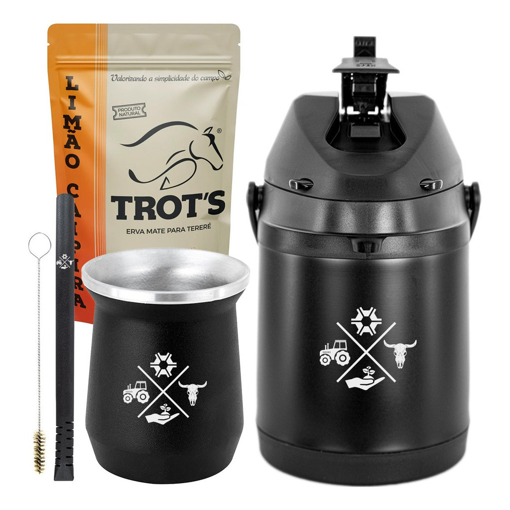 Kit Tereré Garrafa Térmica 2.5l Copo Bomba Made In Roça