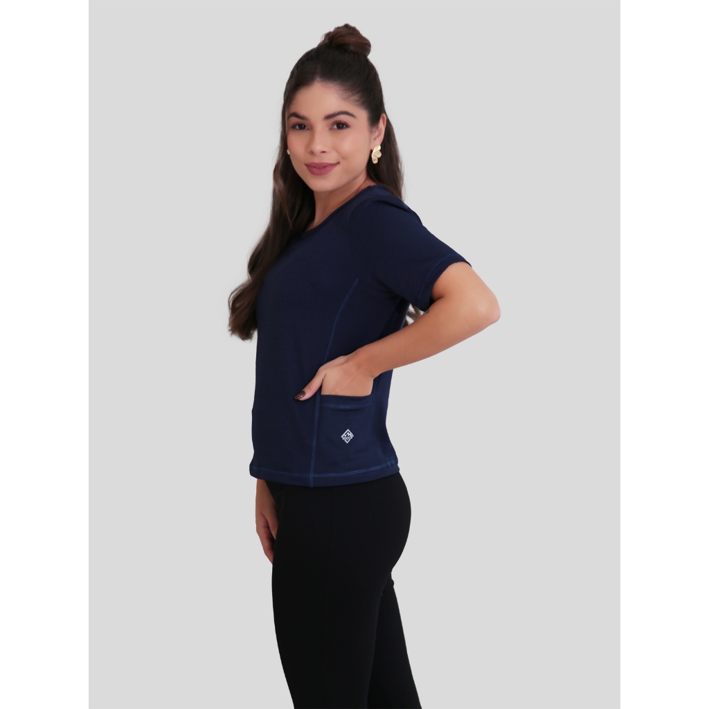 Camiseta Academia Feminina Com Bolso Uv50+ Poliamida Rocca