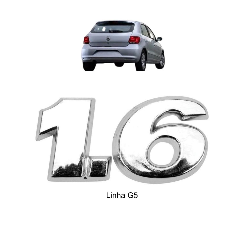 Emblema Letreiro 1.6  do Gol G5 Cromado ou Preto