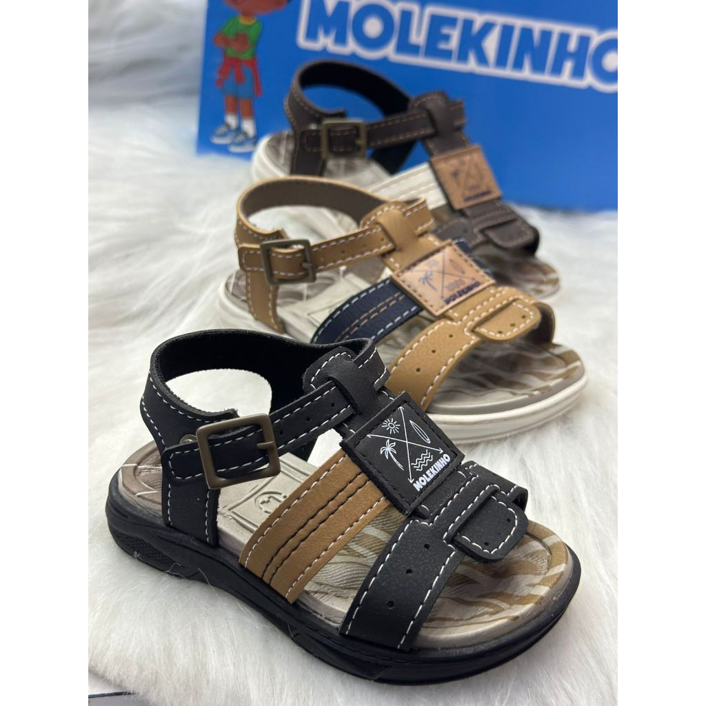 Sandália Papeti Molekinho Infantil Menino com Fivela Solado Anatomico