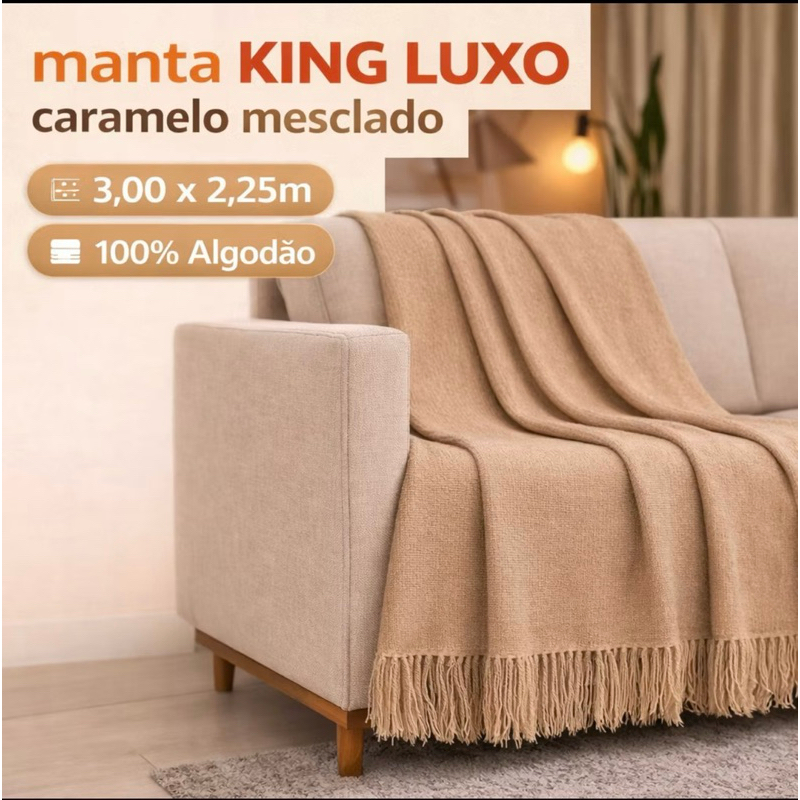 Manta Para Sofá Luxuosa 2,40 x1,80m Metros Gigante 100% Algodão Tipo Capa De Sofá Decorativa
