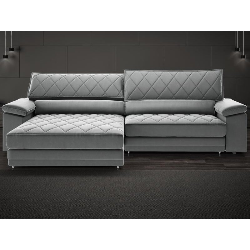 Sofá de Duplo Molejo com Carregador USB, Retrátil e Reclinável Viena 2,10m Veludocristal Cinza- NETSOFAS