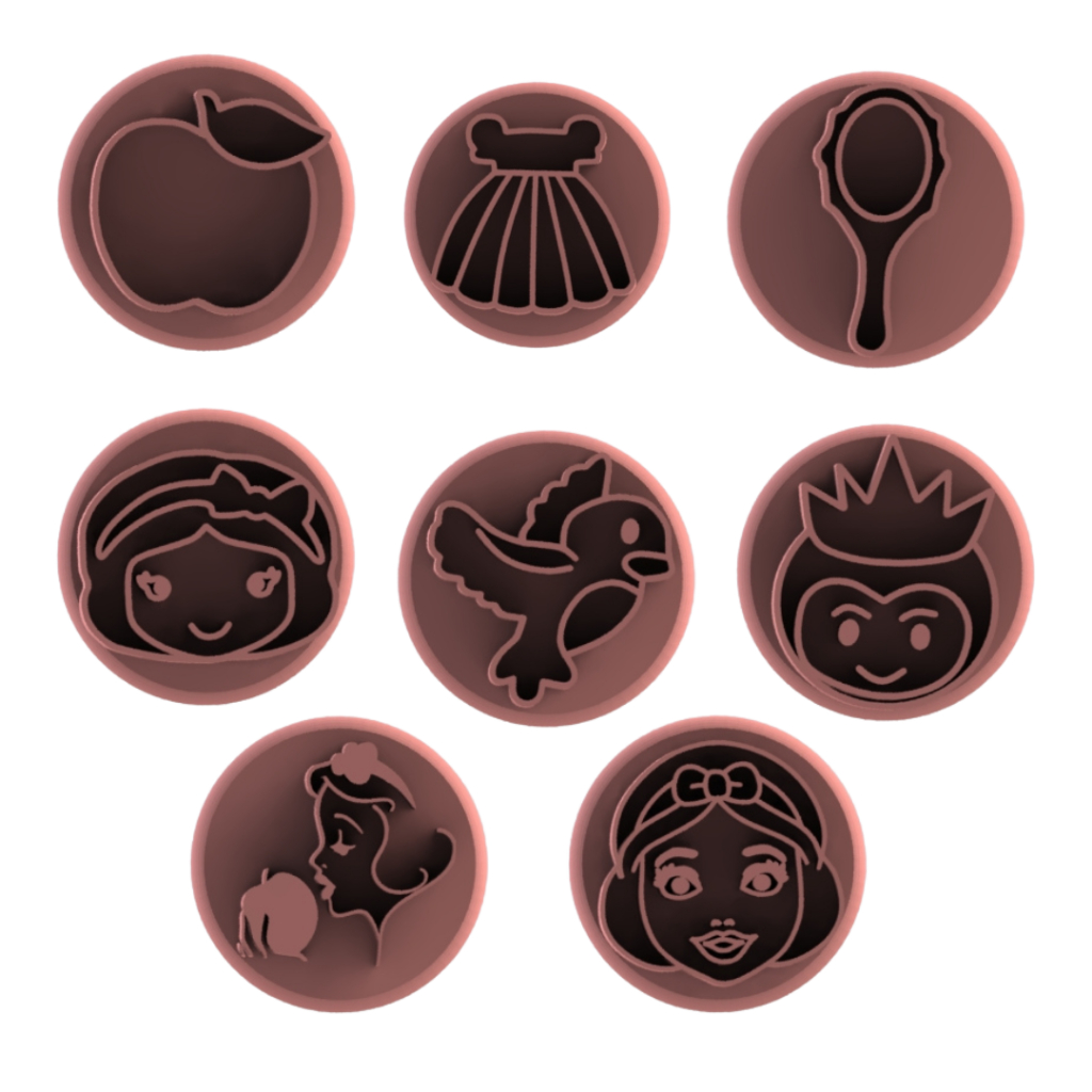 Kit Carimbo para Docinhos e Brigadeiro Branca de Neve - 8 unidades