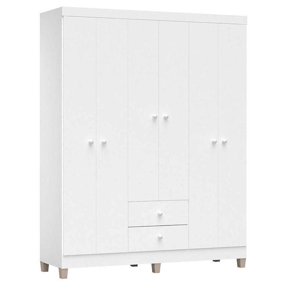 Guarda Roupa Infantil Baby Kids 6 Portas Branco Brilho – Incorplac
