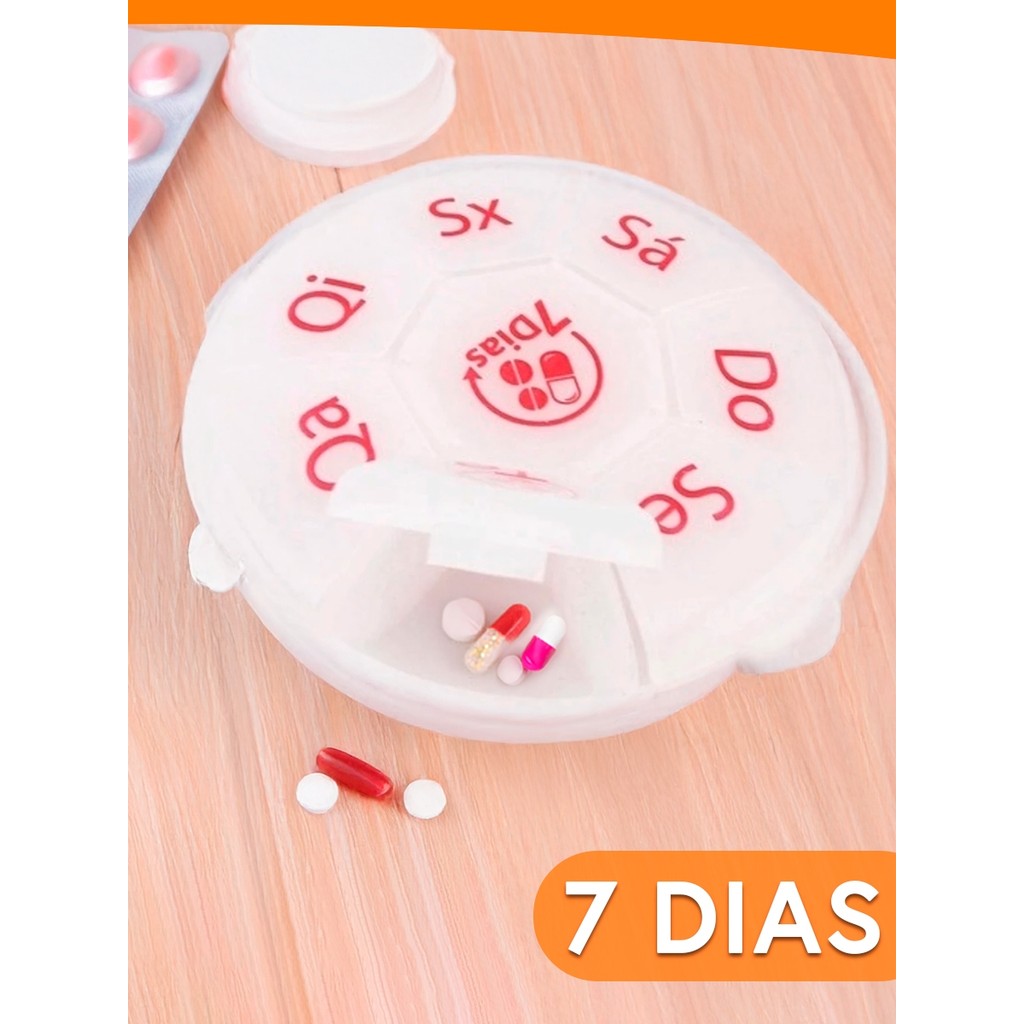 Porta Comprimido Organizador Semanal Multiuso 7 Dias Redondo Portátil