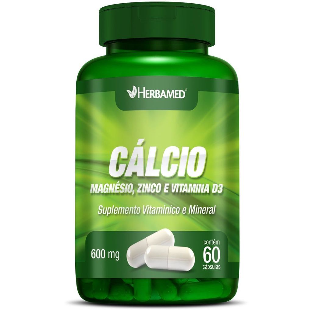 Calcio, Magnesio, Zinco E. Vit D3 600mg 60cps - Herbamed