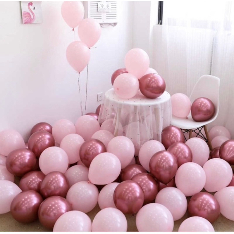 50 Unid Rosa candy 5 pol + 25 Pink Rosa 5 Pol Cromado Balão Bexiga Metalizado OFF