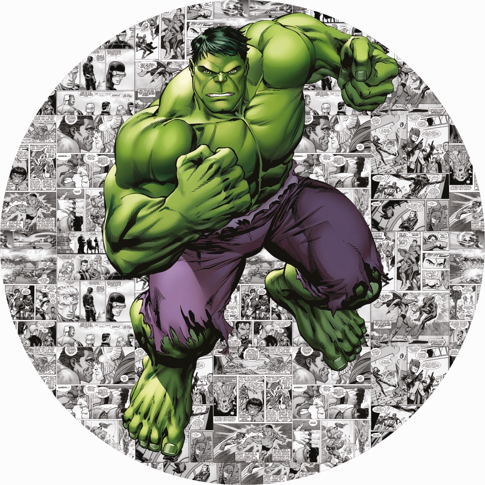 Painel de Festa Redondo Hulk Malha Premium Sublimado 3D Veste Fácil
