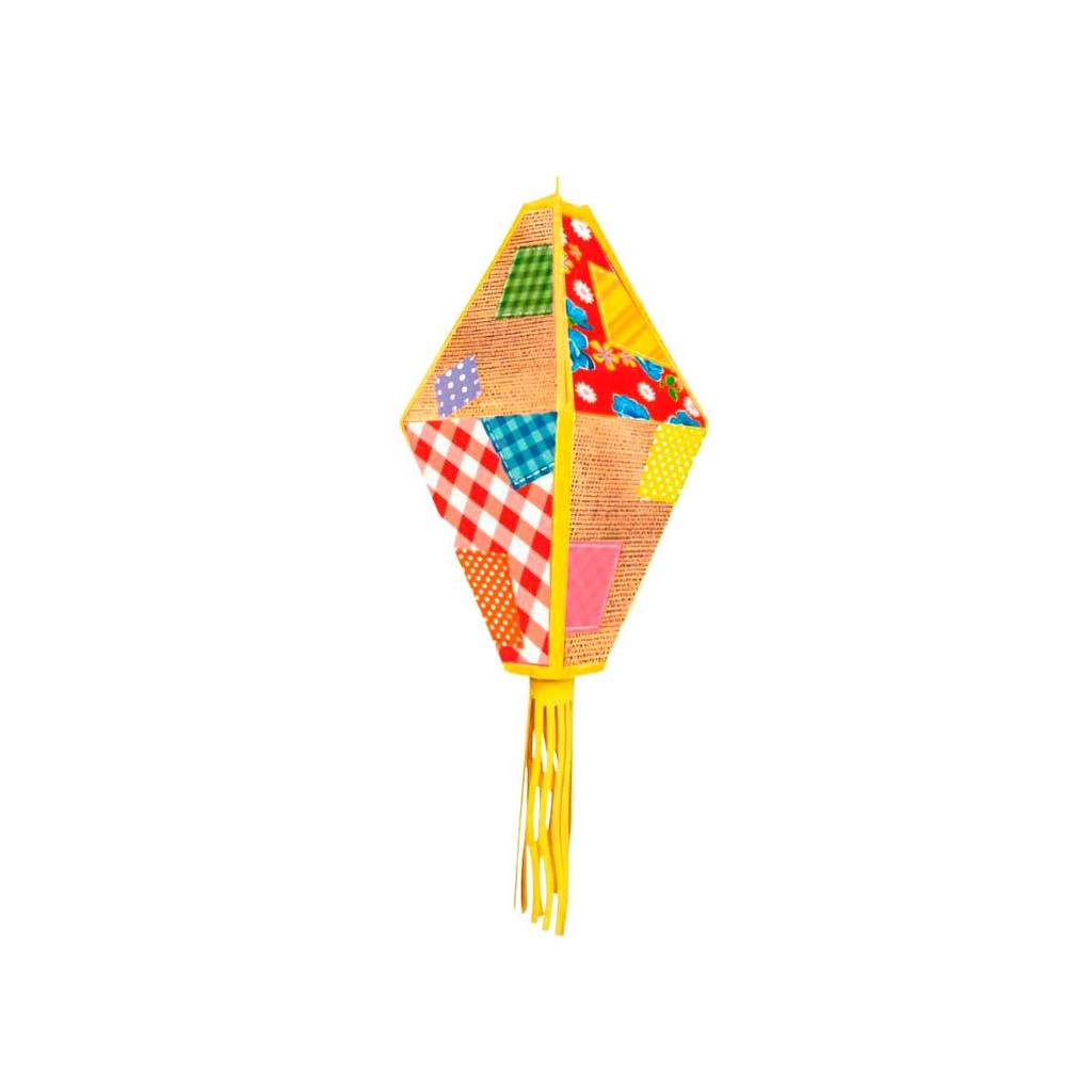 Balão Festa Junina 3D em EVA Amarelo Xadrez Decoração Externa Pode Molhar