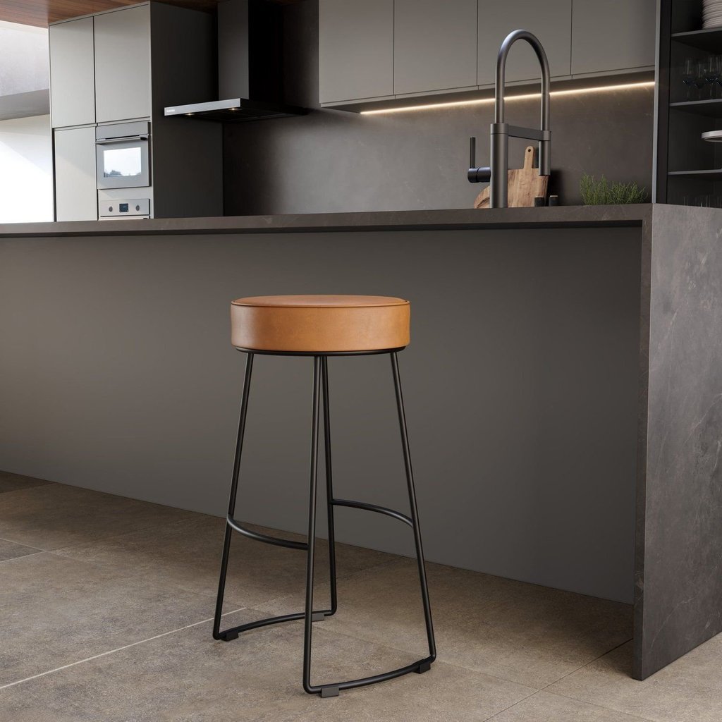 Banqueta Alta Industrial Aço Nice Caramelo e Preto Yescasa Caramelo/Preto