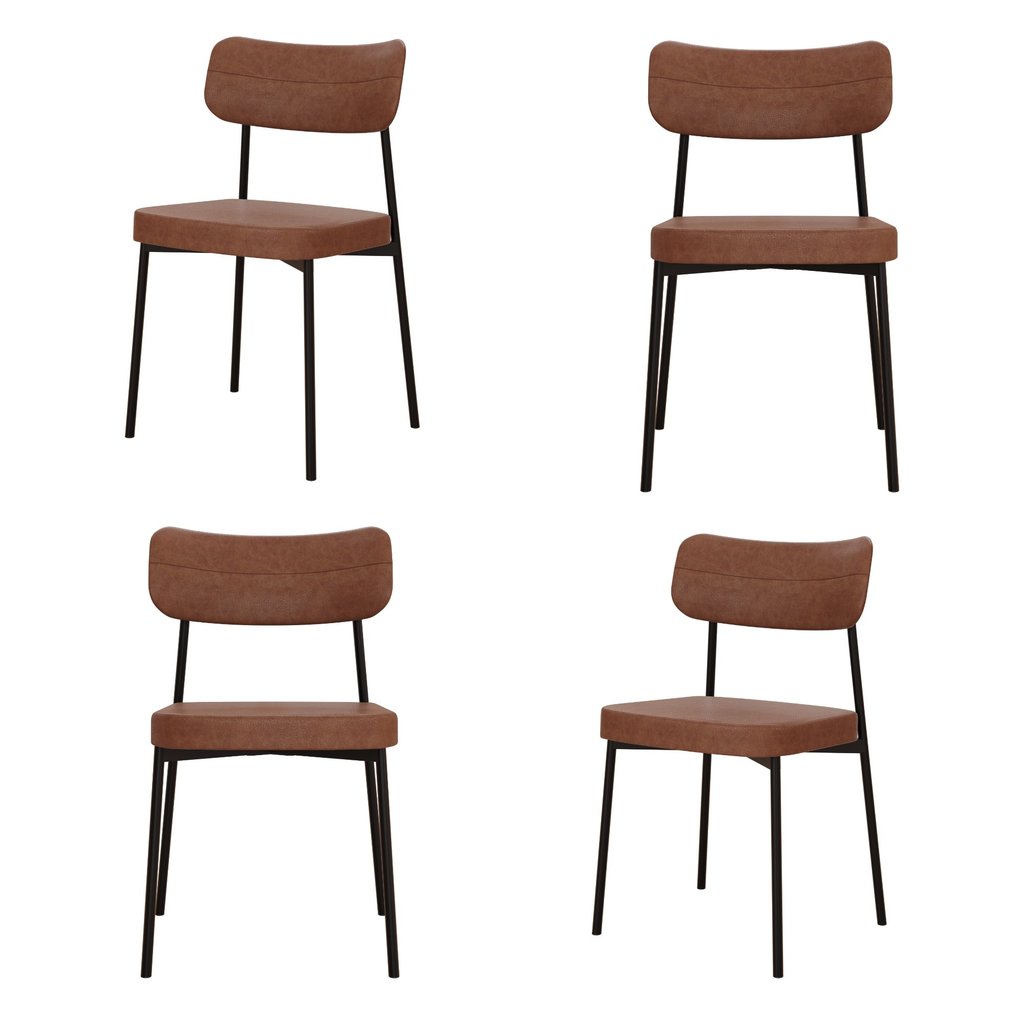Kit com 4 Cadeiras para Sala de Jantar Mona Yescasa Preto/Whisky