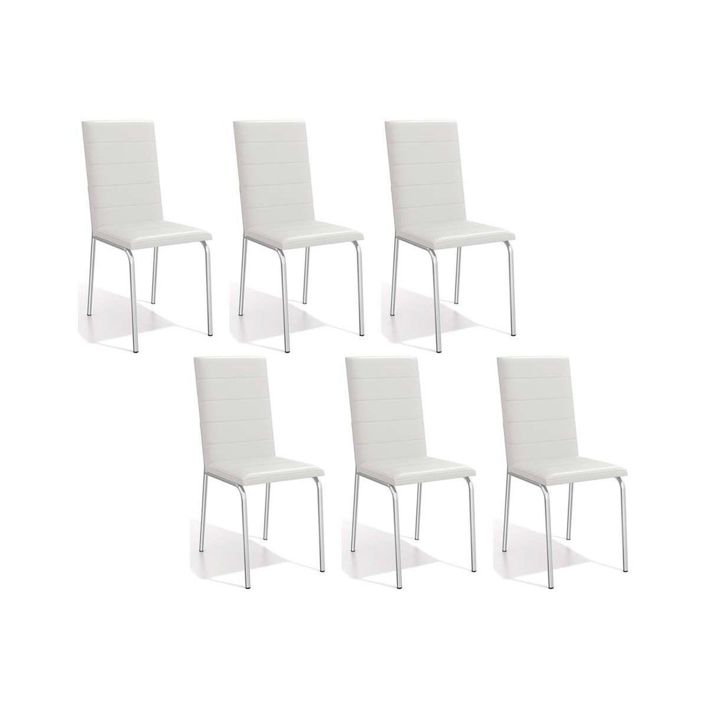 Cadeira Sala de Jantar Amsterdã C091 Kit 6 Un Cromada/Branco 106 - Kappesberg