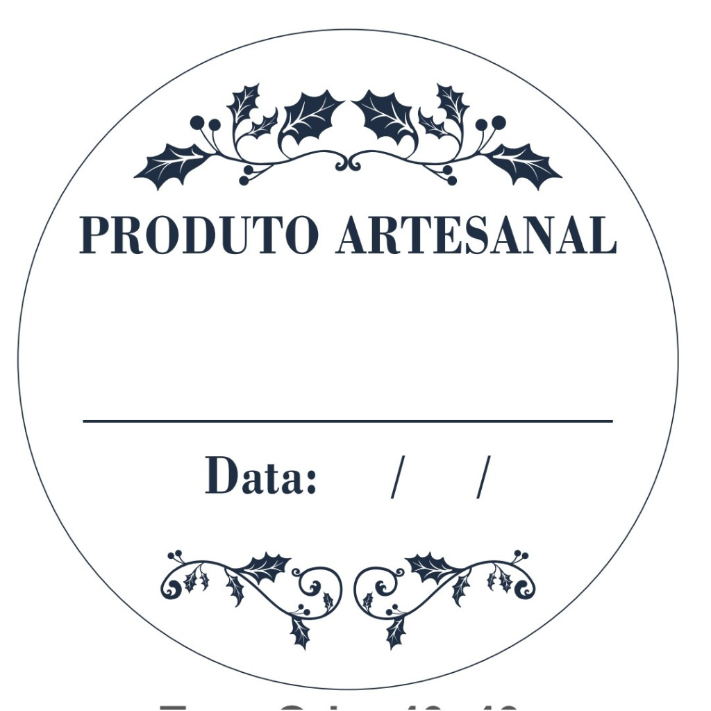 Etiqueta Adesiva Elegance Produto Artesanal linha livre e data 4 cm