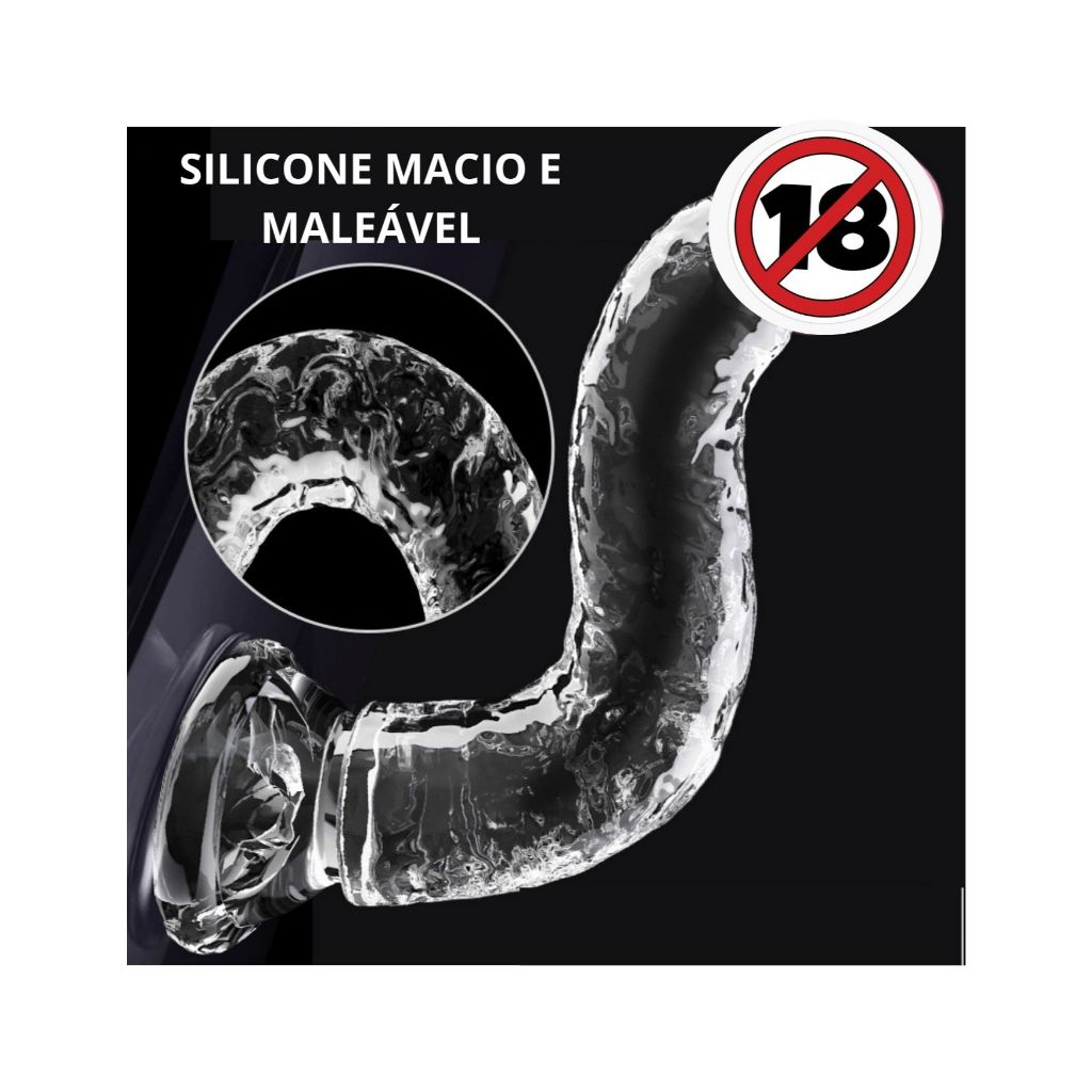 Penis silicone borracha transparente maleavel macio realista texturizado grosso ponta grossa