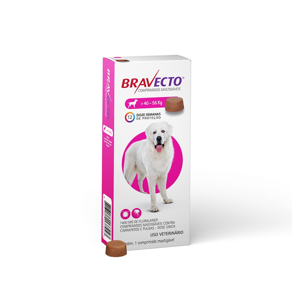 Antipulgas e Carrapatos MSD Bravecto para Cães de 40 a 56kg (1400mg)