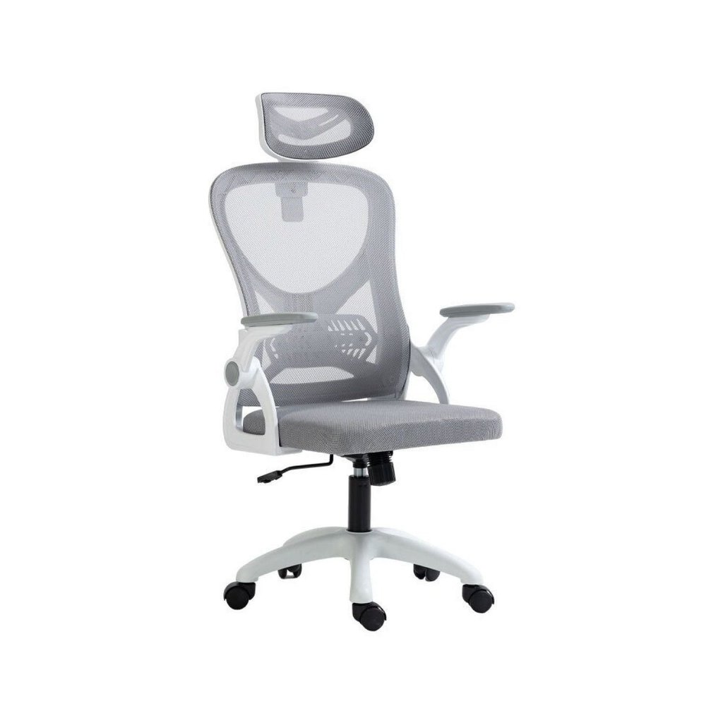 Cadeira de Escritório Presidente Tela Mesh Sistema Relax Branco/Cinza Columbus Branco/Cinza