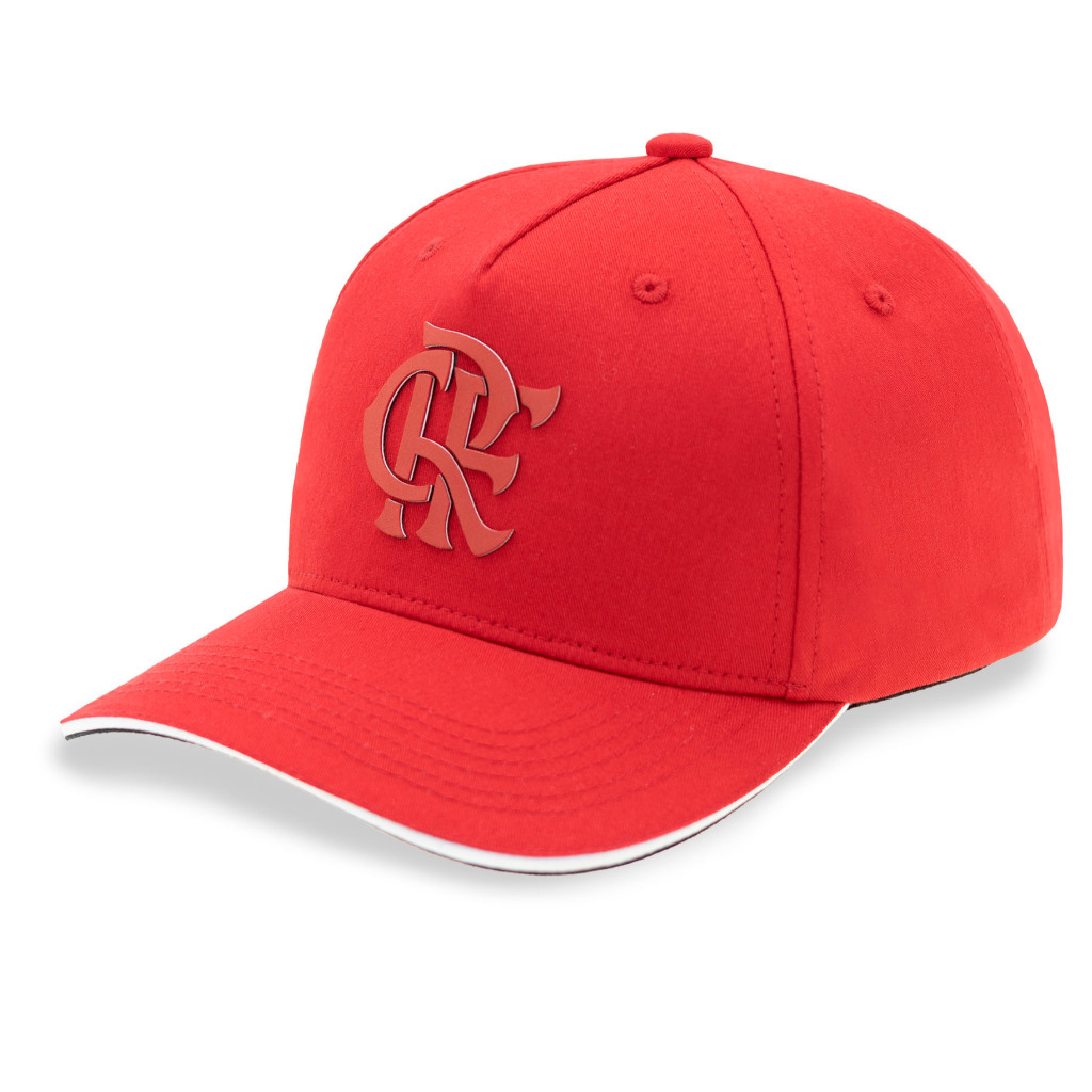 Boné vermelho Flamengo CRF aba vermelho e branco  (38069)