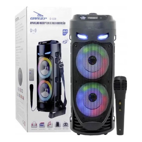 Caixa de Som Bluetooth 20W Grasep D-S30 USB SD FM Microfone Bateria 1800mAh