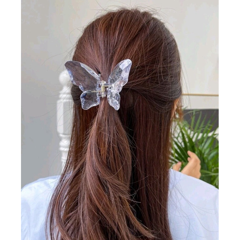 Prendedor Presilha de Cabelo Borboleta Piranha de Praia Verão Transparente Clean Girl