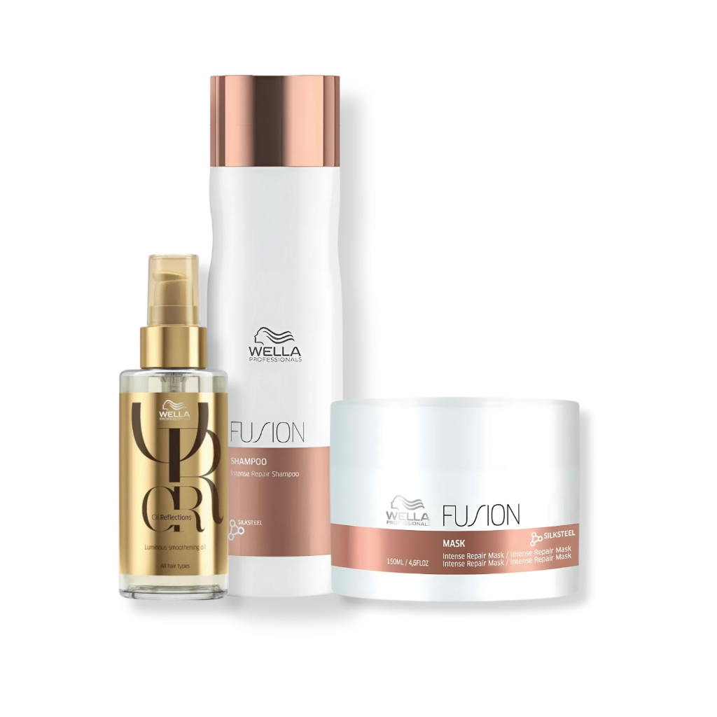 Kit Wella - ( Shampoo 250ml e Máscara 150g Fusion e Óleo Oil Reflections 100ml)