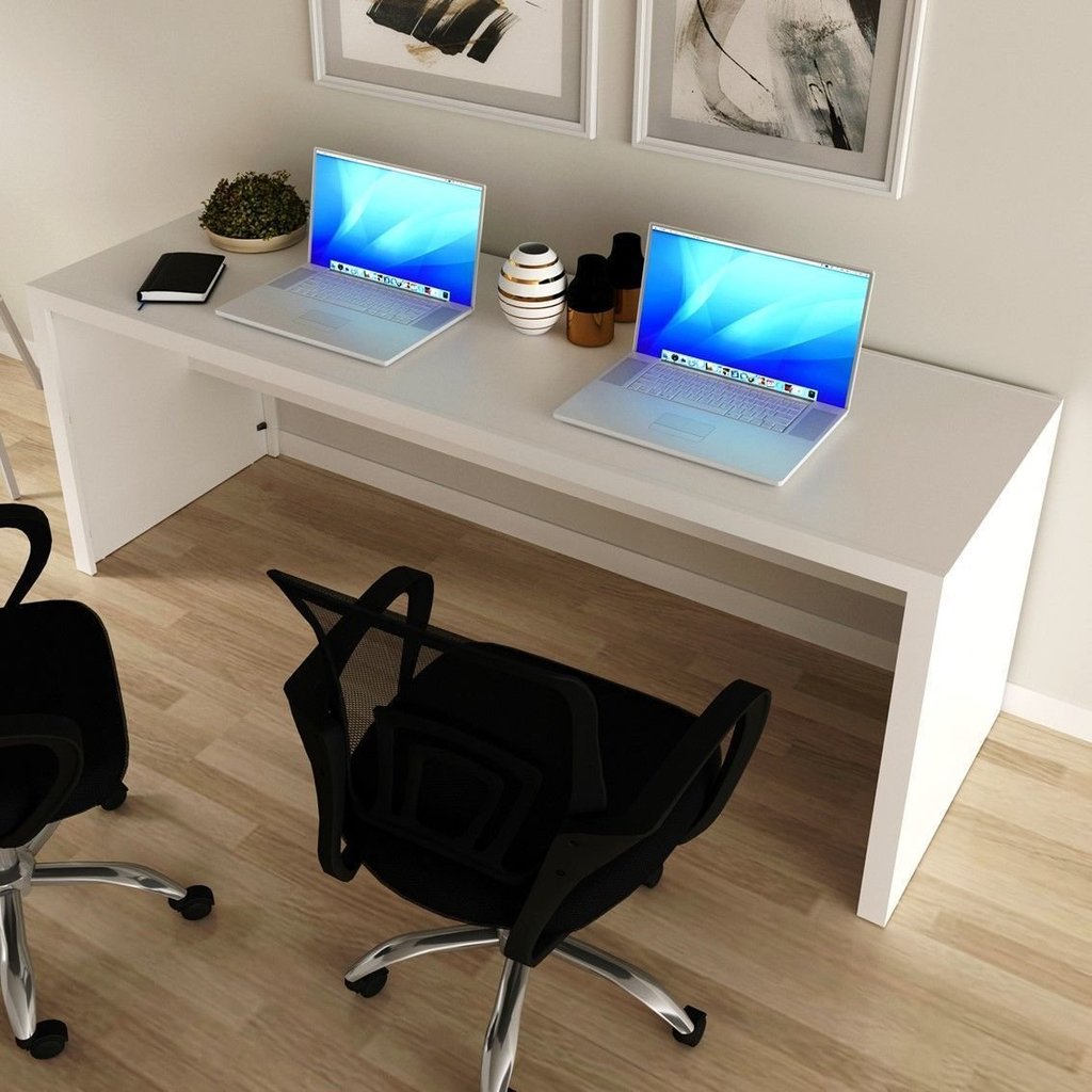 Escrivaninha Mesa Escritório ME4185 2 Lugares 180cm Branco Branco