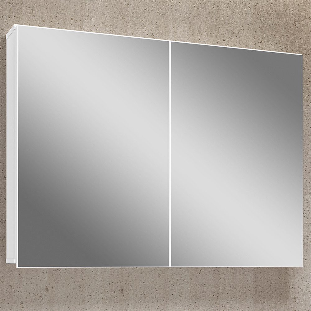 Armário Aéreo Para Banheiro 100cm Com 02 Portas E Espelho Malbec B06 Branco - Lyam Decor