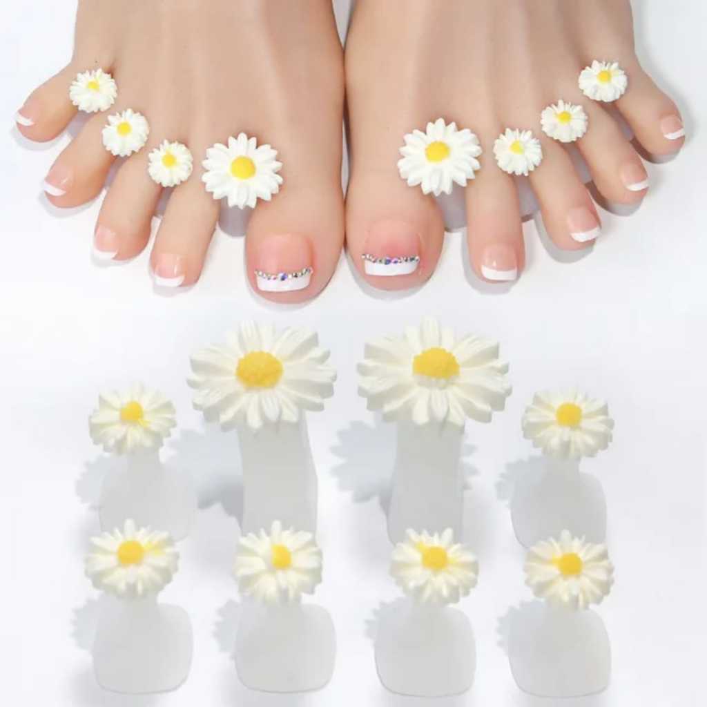 kit c/ 4 pares de separador de dedo para pintar unha [ pérolas ou flores ] - C&S BAZAR -