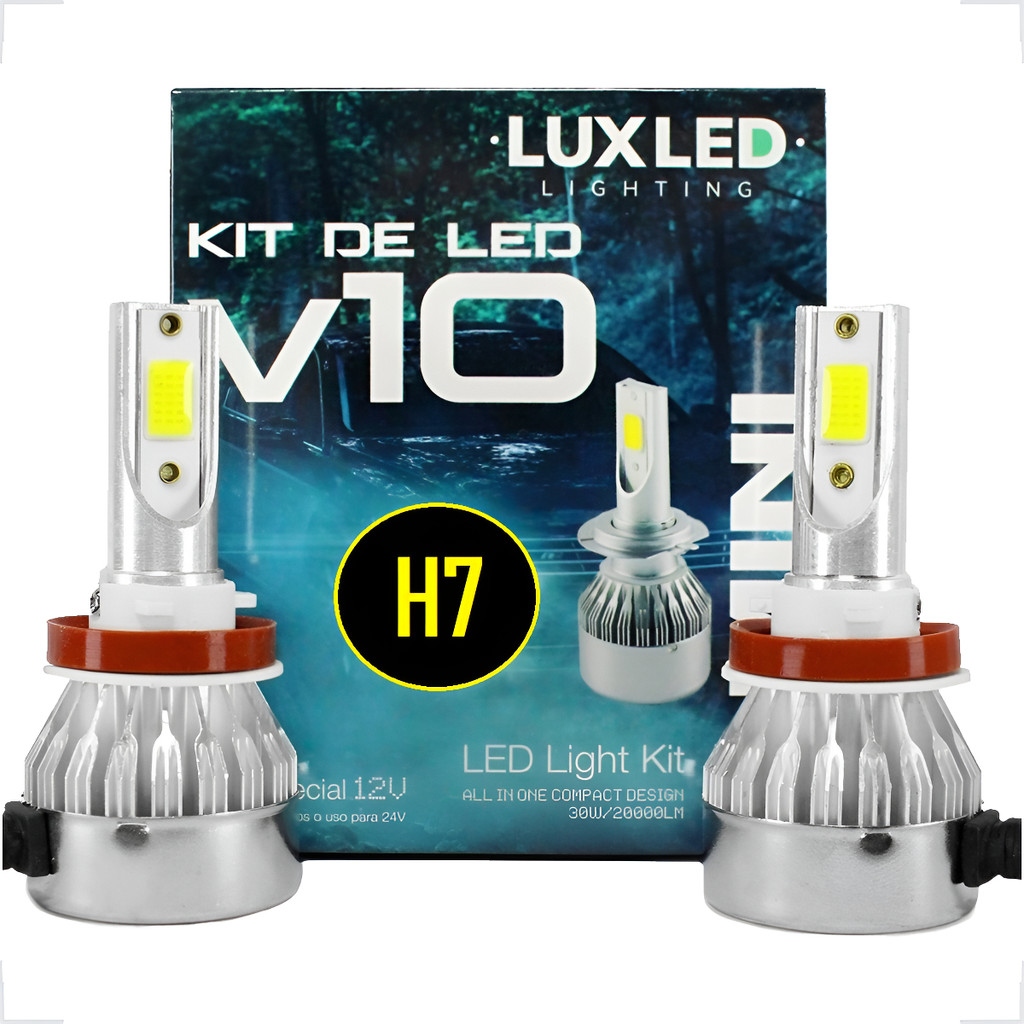 Par De Lâmpadas Super Led V10 H1 H3 H4 H7 H8/h11 H13 H16 H27 Branco Branco-frio