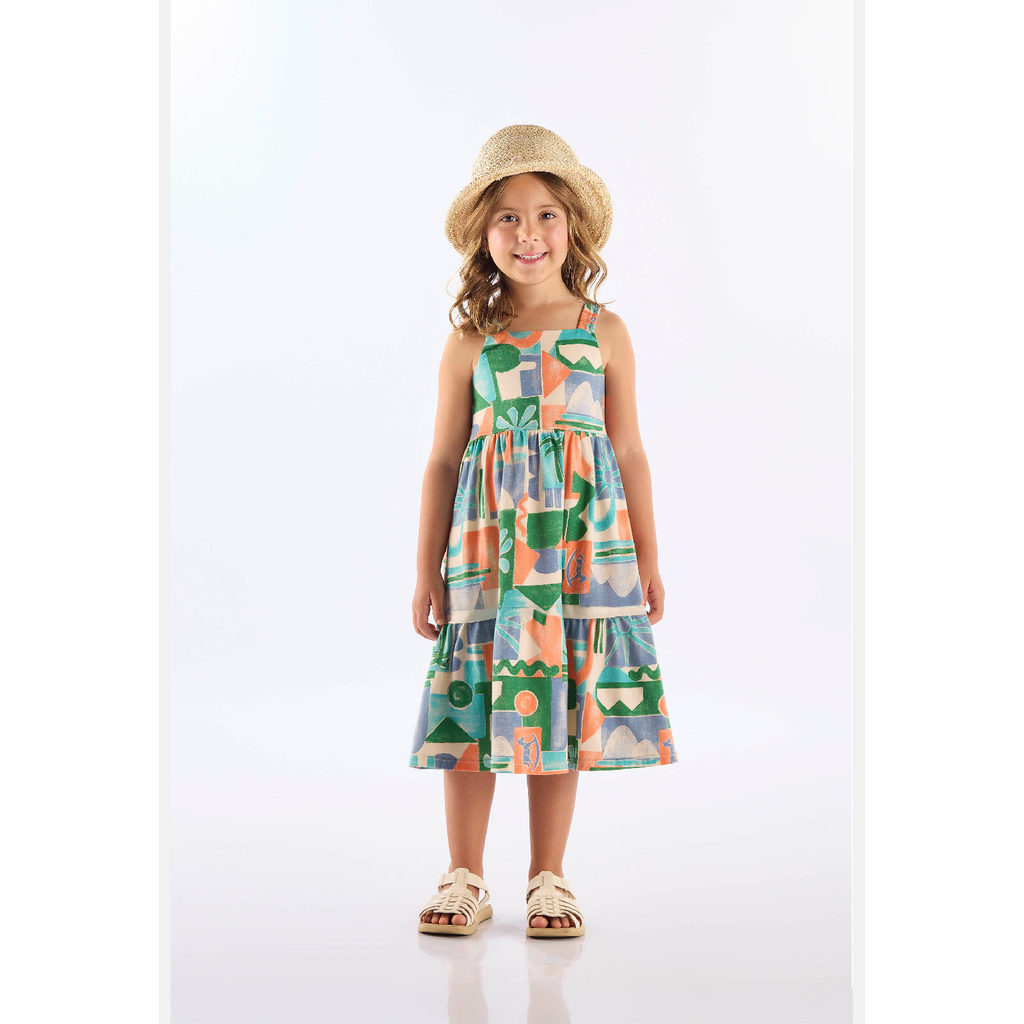 Vestido Midi Algodão Alças Up Baby