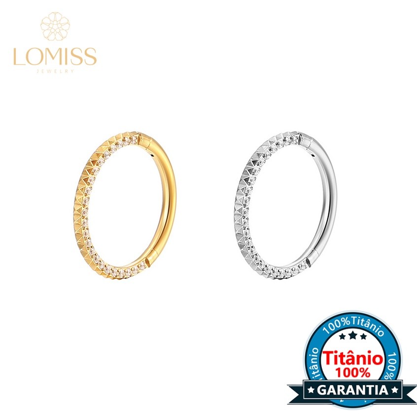 Lomiss Piercing Septril Rook Conch Nariz Argola Titânio Segmento Articulado Detalhada/Zircônia