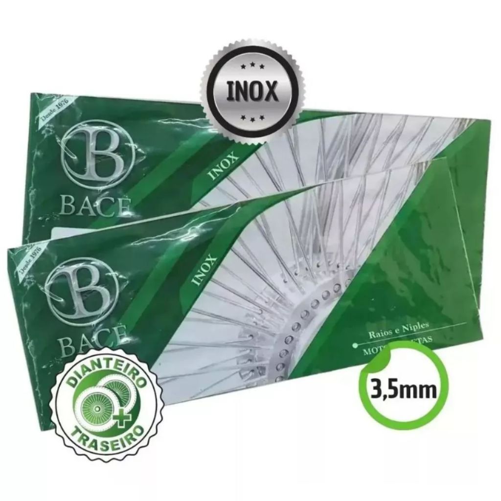 KIT Raio Dianteiro/ Traseiro Inox Com Niples Honda Titan /99 (tambor)