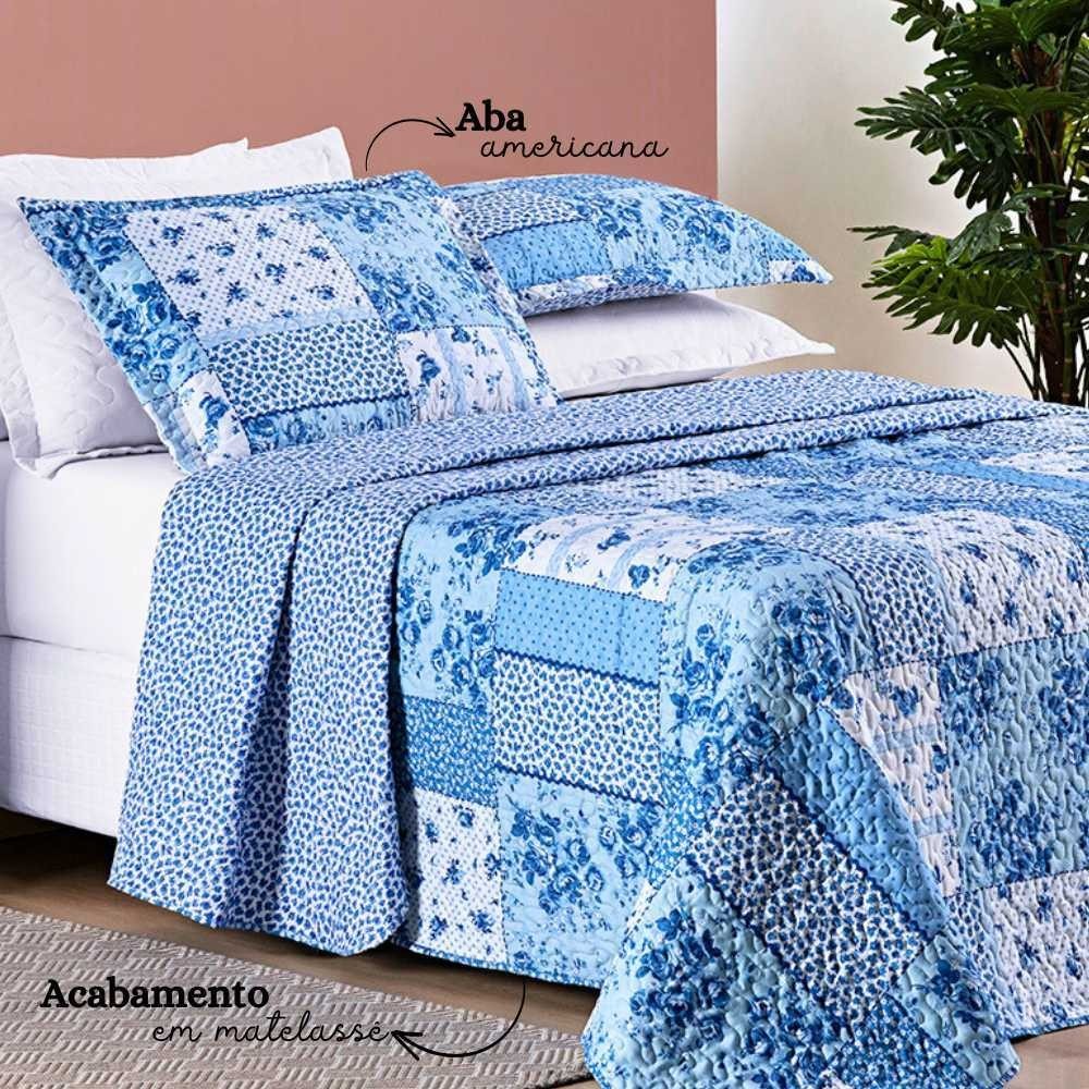 Cobre Leito Colcha 3 Peças King/Queen/Casal Dupla Face Matelassê Porta Travesseiro - Estampado Bouti