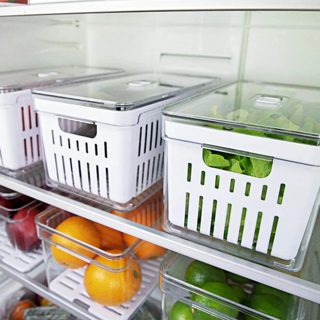 Kit de organizadores de geladeira com cesto Ou 3 peças