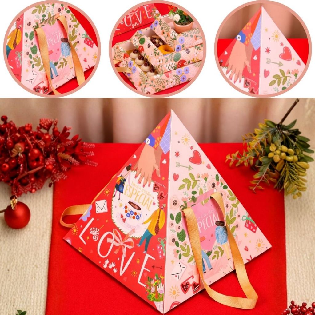 5 EMBALAGEM P/ DOCES PIRÂMIDE LOVE YOU 4971( DIA DOS NAMORADOS JANGO 2026 ) OUTLET