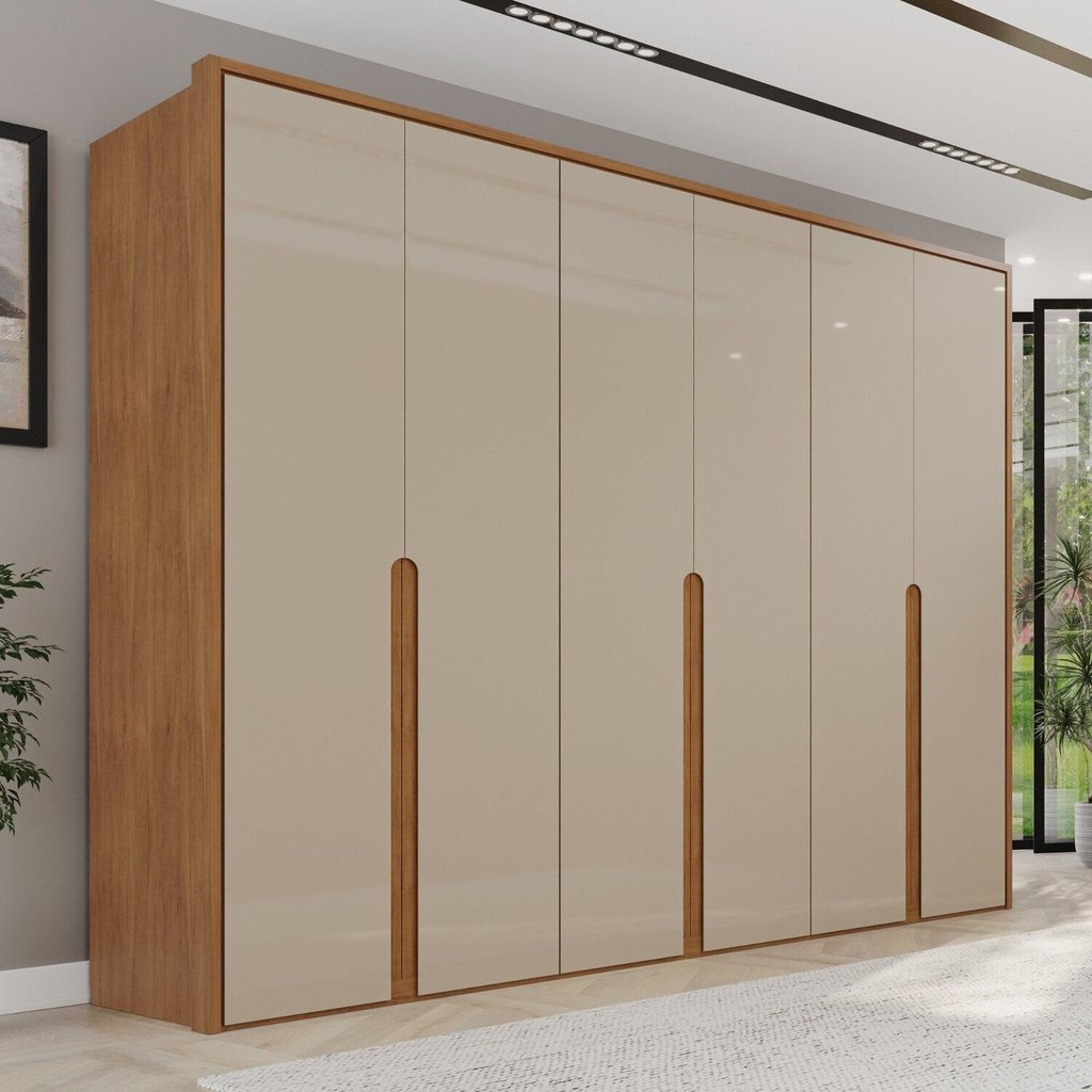 Guarda-roupa Casal 6 Portas 6 Gavetas 100% Mdf Lizz Cedro/Off White