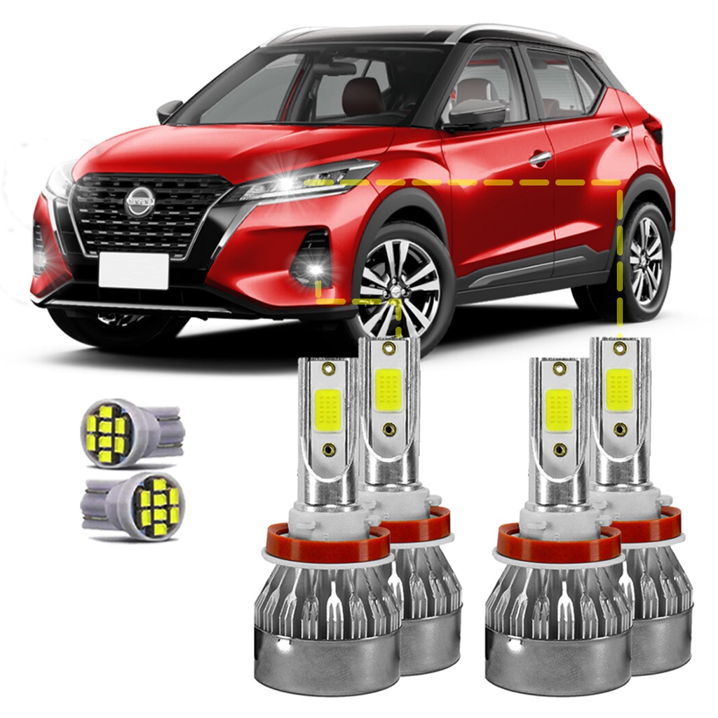 Kit Ultra Led Nissan Kicks 2016/22 20000lm 6500k Baixo/Milha