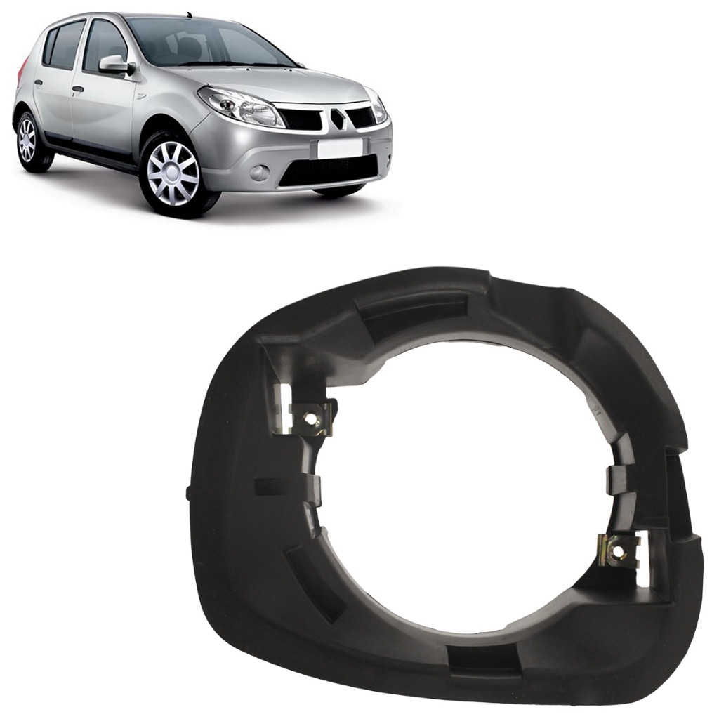 Suporte Farol Auxiliar Milha Sandero 2009 2010 2011 Preto Encaixe Perfeito