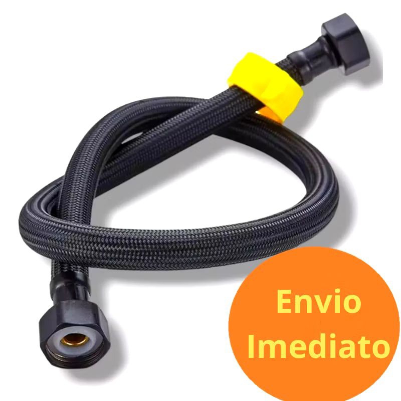 Engate Rabicho Preto Flexivel Mangueira Aço Inox 50cm 1/2 Polegadas FêmeaXFêmea Torneira Pia