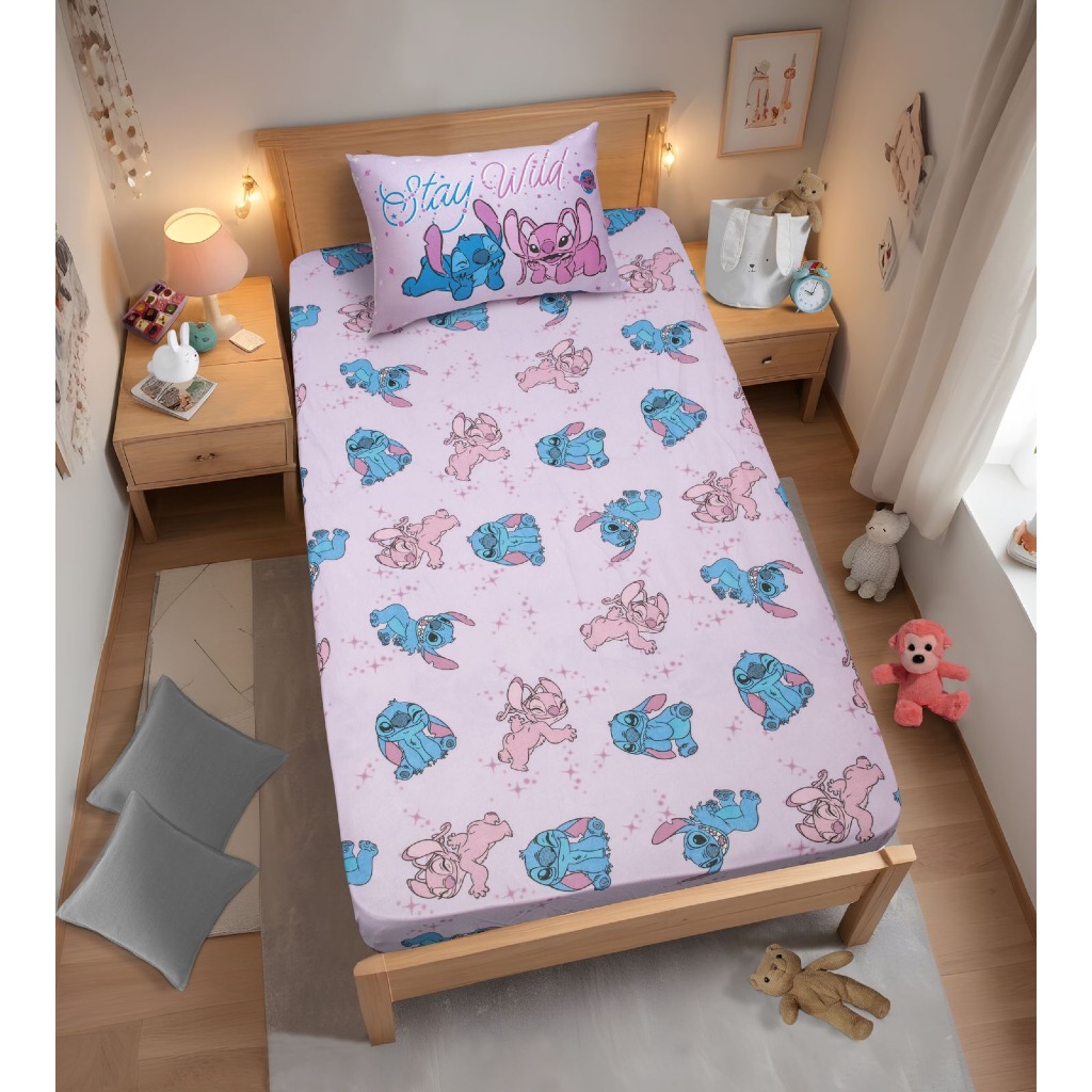 Jogo De Cama Infantil Solteiro Menina e Menino Lençol Personagens Stitch Disney Princesa Homem Aranha Spiderman 2 Peças