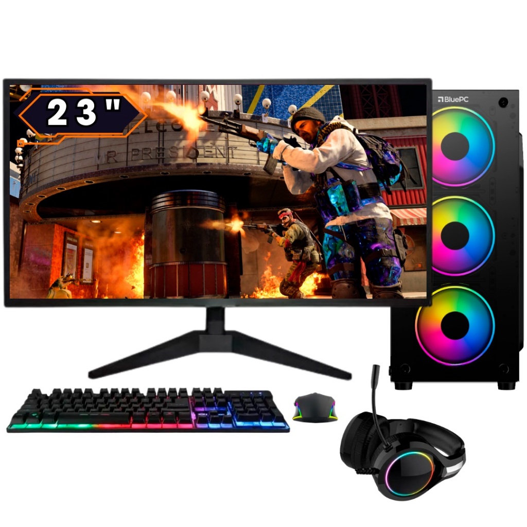 PC Gamer  BluePC FIRE Ryzen 5 5600GT, 32GB, Radeon VEGA, SSD 1TB, 500W, Monitor 23  - PG2E-1034FI