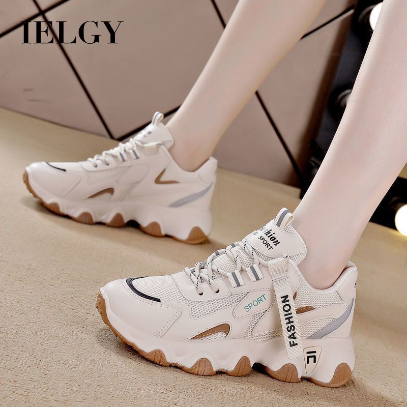 Sapatos esportivos casuais femininos Ielgy Daddy Shoes New Style All-Match Student Thick-Soled Heightening